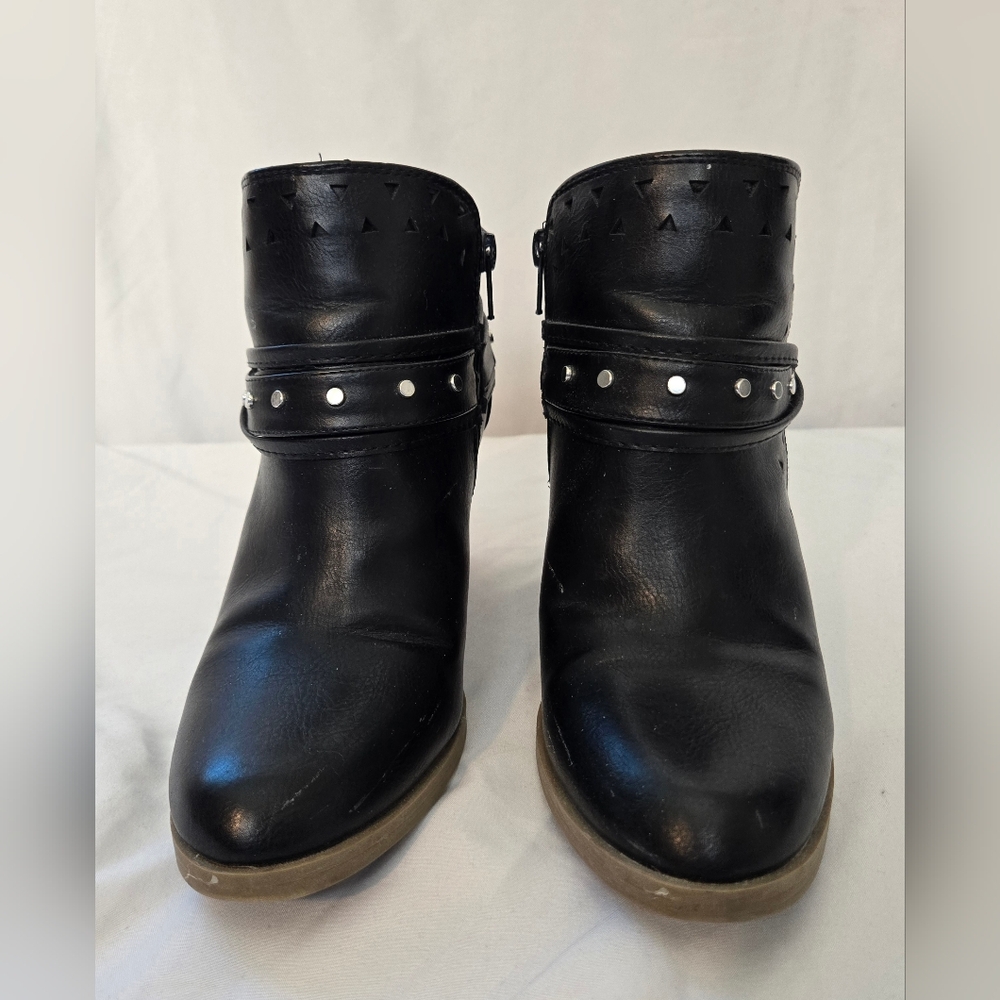 Black Ankle Boots with Studded Strap